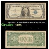 1957B $1 Blue Seal Silver Certificate Grades vf+