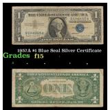 1957A $1 Blue Seal Silver Certificate Grades f+