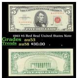 1963 $5 Red Seal United States Note Grades Select