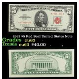 1963 $5 Red Seal United States Note Grades Select