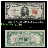 1963 $5 Red Seal United States Note Grades Choice