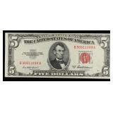 1953A $5 Red Seal United States Note Grades Select