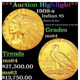 *Highlight* 1909-s Gold Indian Half Eagle $5 Choic