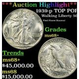 *Highlight* 1939-p Walking Liberty Half Dollar TOP