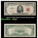 1963 $5 Red Seal United States Note Grades vf++