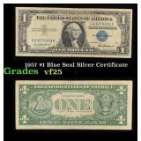 1957 $1 Blue Seal Silver Certificate Grades vf+