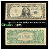 1957A $1 Blue Seal Silver Certificate Grades vf+