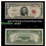 1963 $5 Red Seal United States Note Grades Select