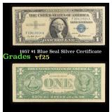 1957 $1 Blue Seal Silver Certificate Grades vf+