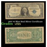 1957 $1 Blue Seal Silver Certificate Grades vf+