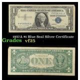 1957A $1 Blue Seal Silver Certificate Grades vf+