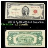 1953 $2 Red Seal United States Note Grades xf deta