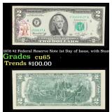 1976 $2 Federal Reserve Note 1st Day of Issue, wit