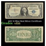 1957 $1 Blue Seal Silver Certificate Grades vf+
