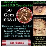 BU Shotgun Lincoln 1c roll, 1968-d 50 pcs Bank Wra