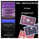 *Highlight* 1980-1989 Proof Set Run 53 Coins 10 Co