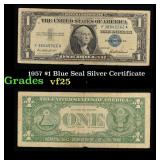 1957 $1 Blue Seal Silver Certificate Grades vf+
