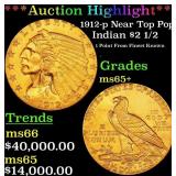 *Highlight* 1912-p Gold Indian Quarter Eagle Near