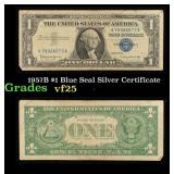 1957B $1 Blue Seal Silver Certificate Grades vf+
