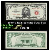 1963 $5 Red Seal United States Note Grades Select