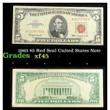 1963 $5 Red Seal United States Note Grades xf+