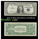 1957 $1 Blue Seal Silver Certificate Grades Gem CU