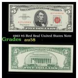 1963 $5 Red Seal United States Note Grades Choice