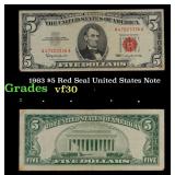 1963 $5 Red Seal United States Note Grades vf++