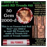 BU Shotgun Lincoln 1c roll, 2000-d 50 pcs Bank Wra