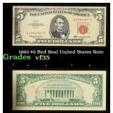 1963 $5 Red Seal United States Note Grades vf++