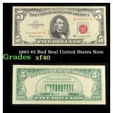 1963 $5 Red Seal United States Note Grades xf