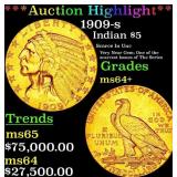 *Highlight* 1909-s Gold Indian Half Eagle $5 Choic