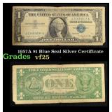 1957A $1 Blue Seal Silver Certificate Grades vf+