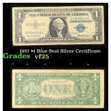 1957 $1 Blue Seal Silver Certificate Grades vf+