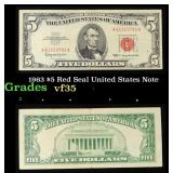 1963 $5 Red Seal United States Note Grades vf++
