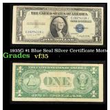 1935G No Motto $1 Blue Seal Silver Certificate Gra