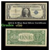 1957A $1 Blue Seal Silver Certificate Grades vf, v