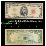 1963 $5 Red Seal United States Note Grades vf++