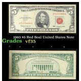 1963 $5 Red Seal United States Note Grades vf++