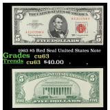 1963 $5 Red Seal United States Note Grades Select