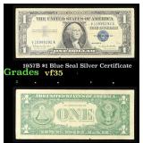 1957B $1 Blue Seal Silver Certificate Grades vf++