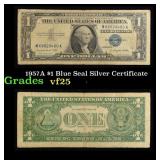 1957A $1 Blue Seal Silver Certificate Grades vf+