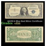1957B $1 Blue Seal Silver Certificate Grades vf+
