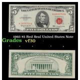 1963 $5 Red Seal United States Note Grades vf++