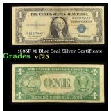 1935F $1 Blue Seal Silver Certificate Grades vf+