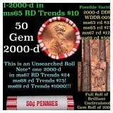 BU Shotgun Lincoln 1c roll, 2000-d 50 pcs Bank Wra