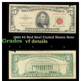 1963 $5 Red Seal United States Note Grades vf deta