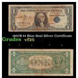 1957B $1 Blue Seal Silver Certificate Grades vf+