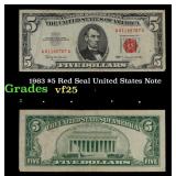 1963 $5 Red Seal United States Note Grades vf+