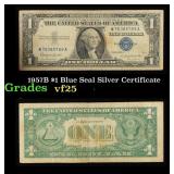 1957B $1 Blue Seal Silver Certificate Grades vf+